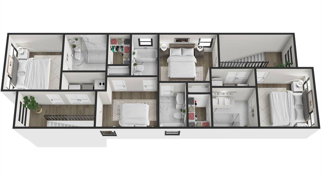 2nd floor. Unit A (shown on right), Unit B (shown on left)