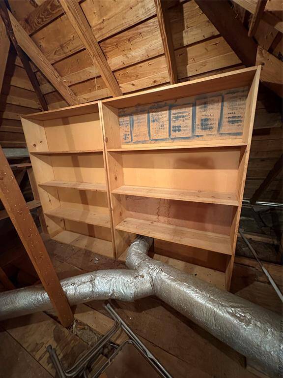 Built out attic with extra storage.