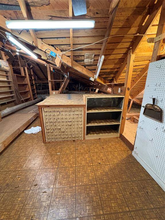 Built out attic with extra storage.