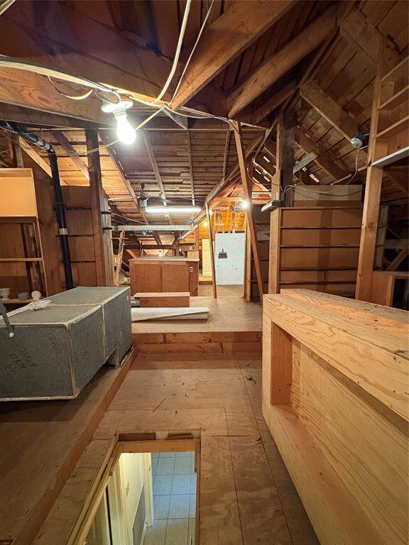 Built out attic with extra storage.