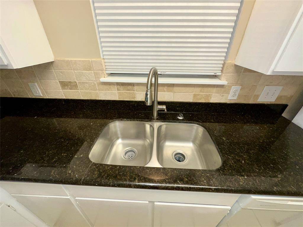 Stainless sink. Granite countertops