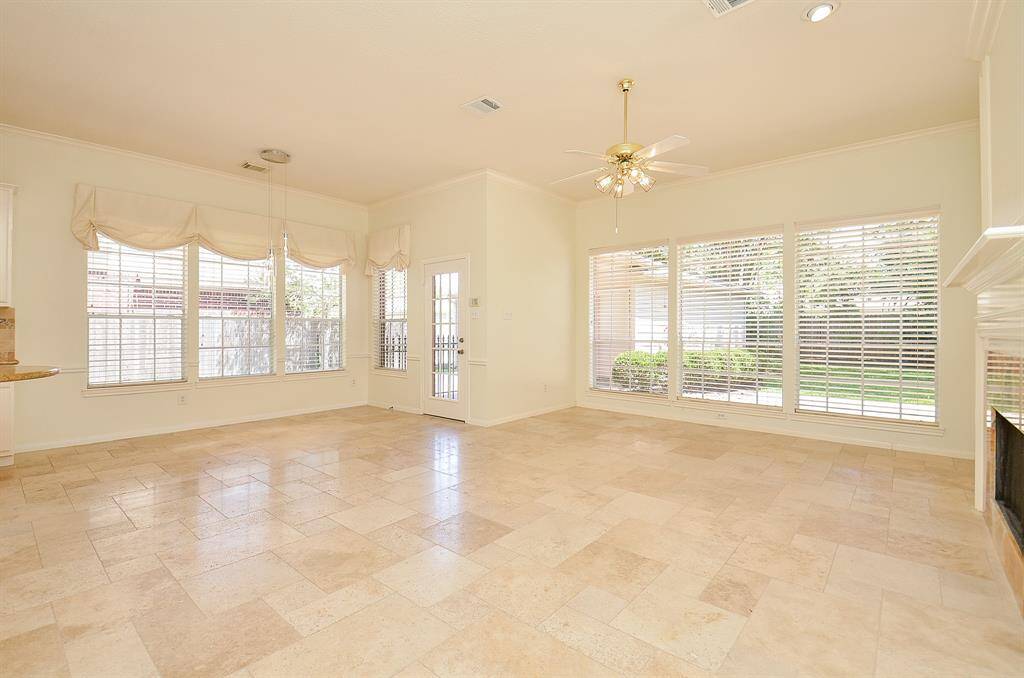 View of the family room and breakfast room