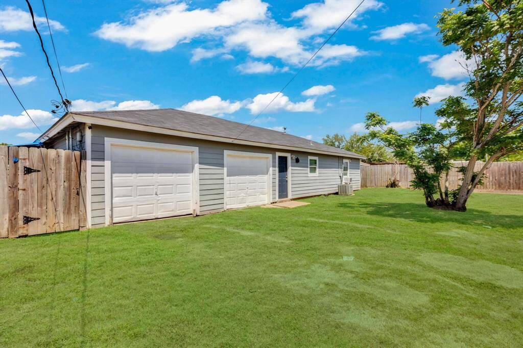 garage and backyard