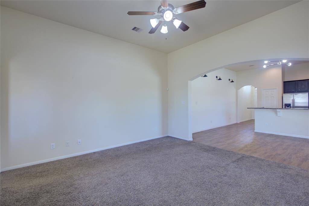 Living open to dining