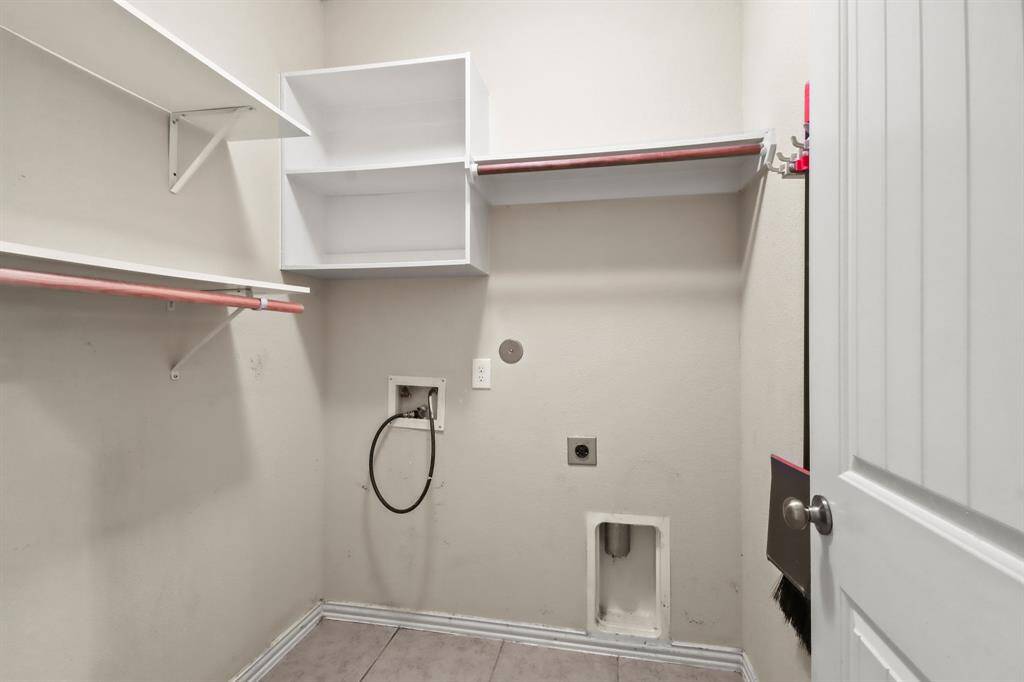 In-house utility room with washer and dryer connections for added convenience.