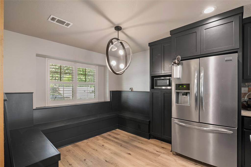 This built-in breakfast area- just add your own table to express your style-