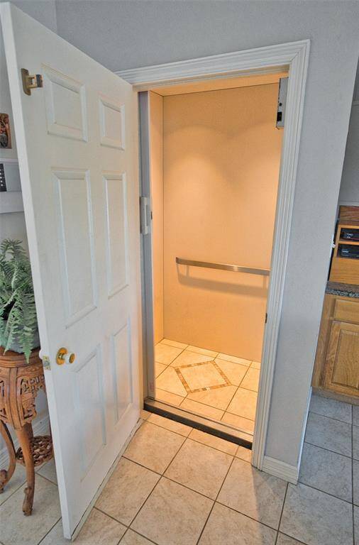 Take the Stairs or take the Elevator up. 750 lb capicity