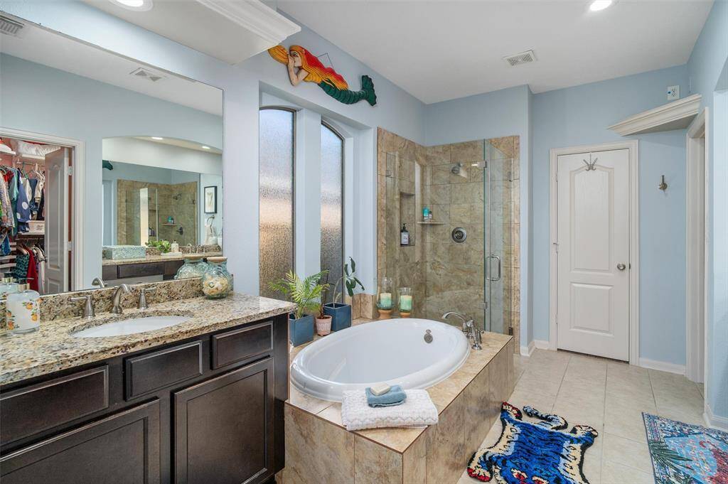His and her sinks in the primary bath!