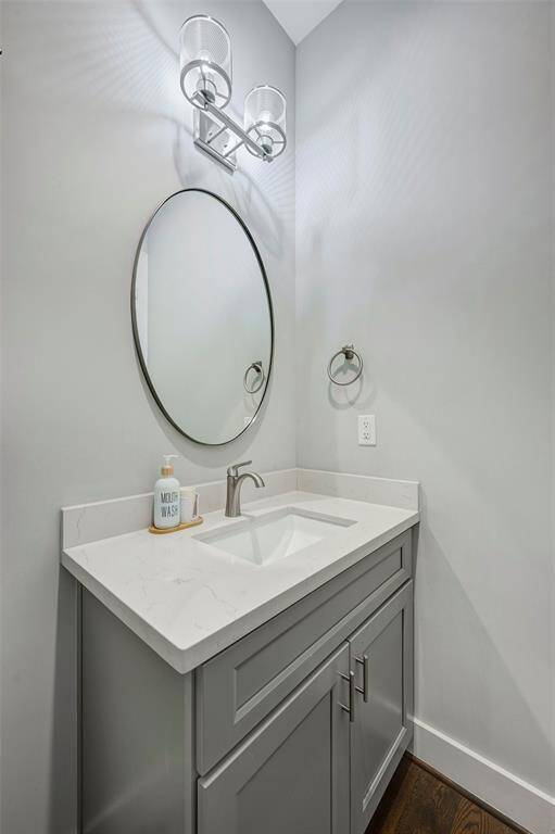 Guest 1/2 bath is located  by the dining area and garage.