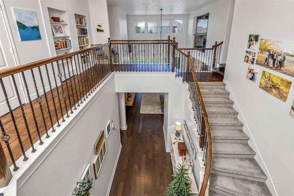 Heading upstairs! Looking down from the multiple catwalks in the home.