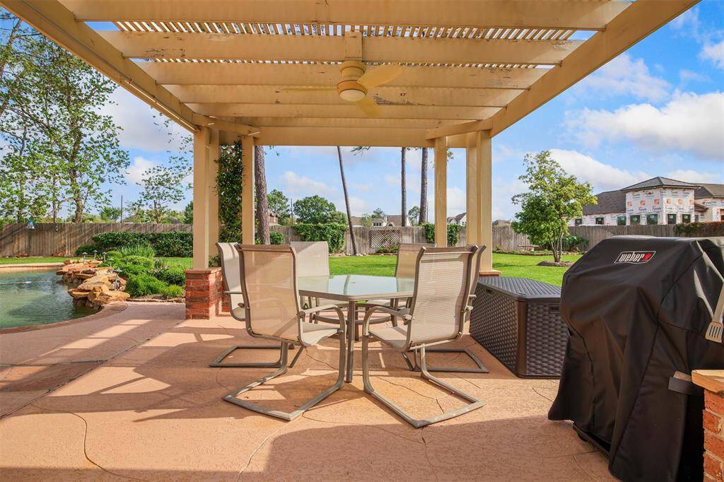 Entertaining is a breeze with the pergola for the people to sit and enjoy watching kids in the pool.