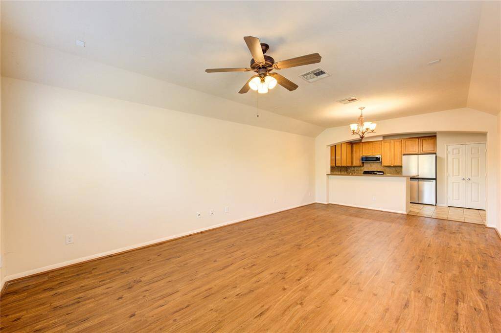 Family Room with Engineered Wood Floors