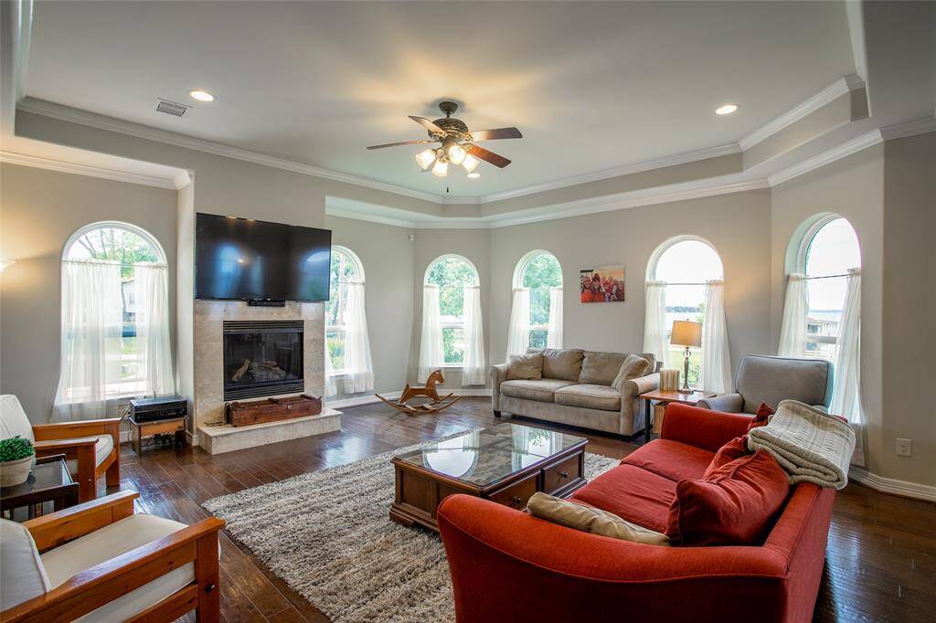 Family room with fireplace