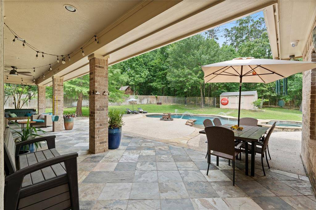 Keep cool under the expansive covered back patio.