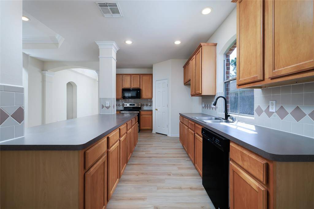Big kitchen open to the living room.