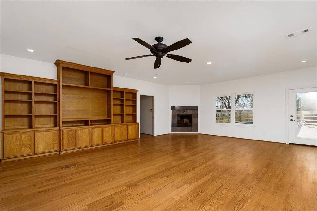 Built in media shelving and cabinetry in the grand living room.