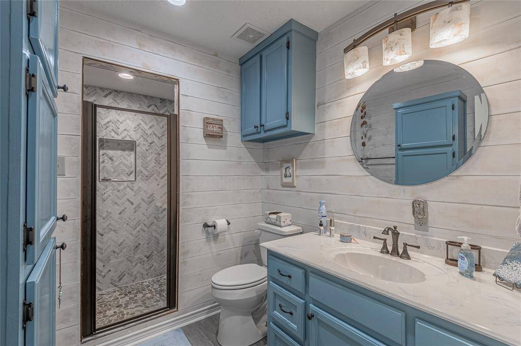 The bath room was remodeled in 2020 with walk in shower.