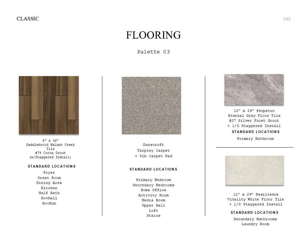 Classic Look Palette 3: Flooring Selection Sheet (*Artist rendering used for illustration purposes only.)