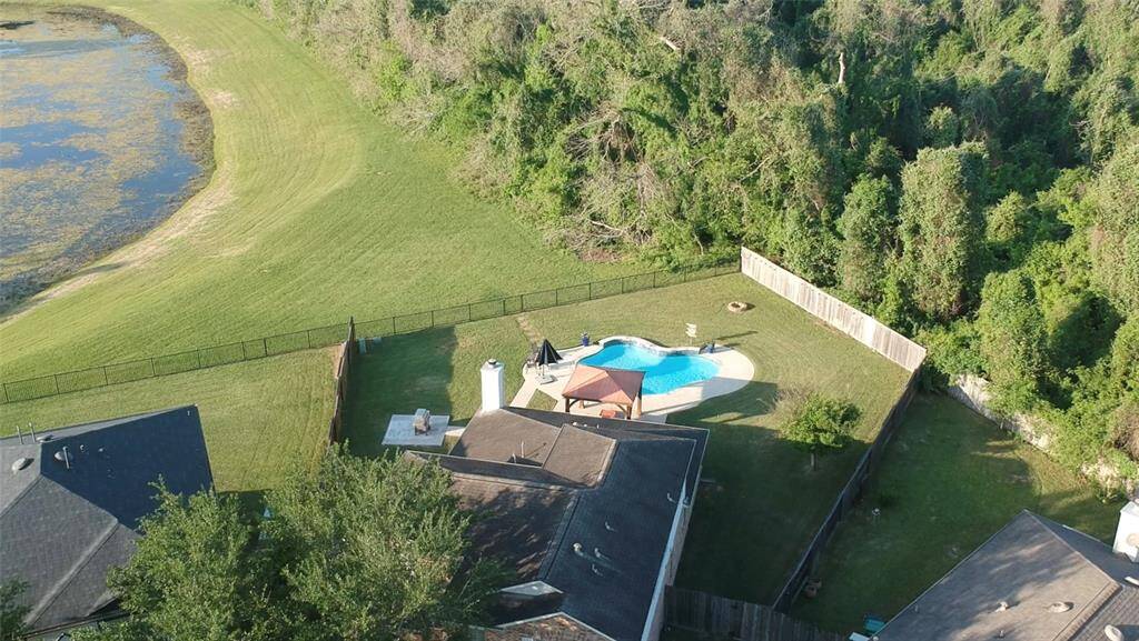 Drone shot showing some of the pond.