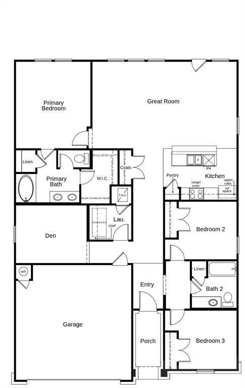 This floor plan features 3 bedrooms, 2 full baths and over 1,600 square feet of living space.