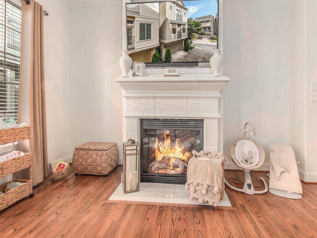 Cozy by the fireplace.