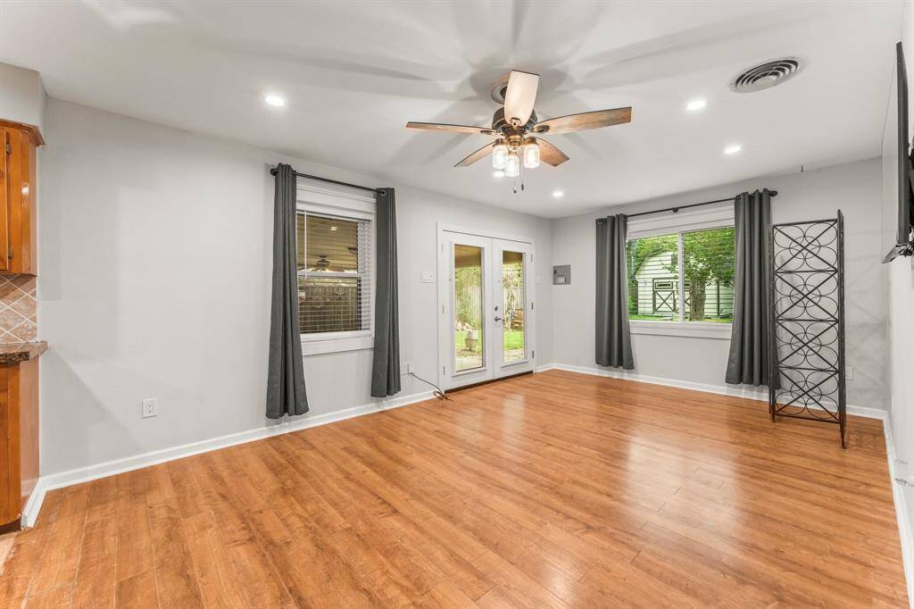 Triple-pane windows allow for natural light in living area