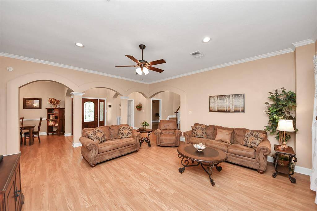 View of den facing dining area