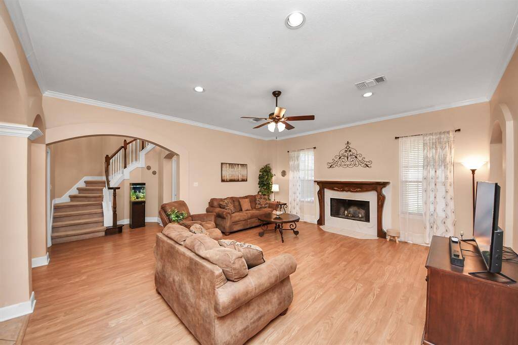 View of den facing stairs