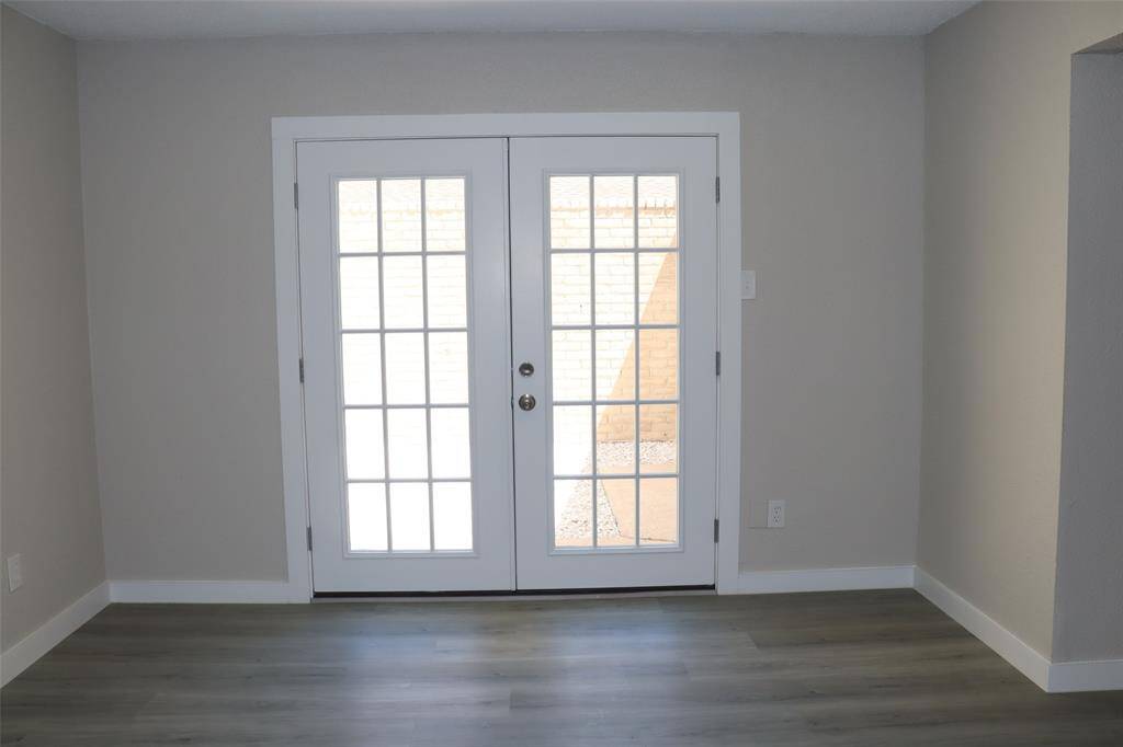 Courtyard Double Door View from Dining Room