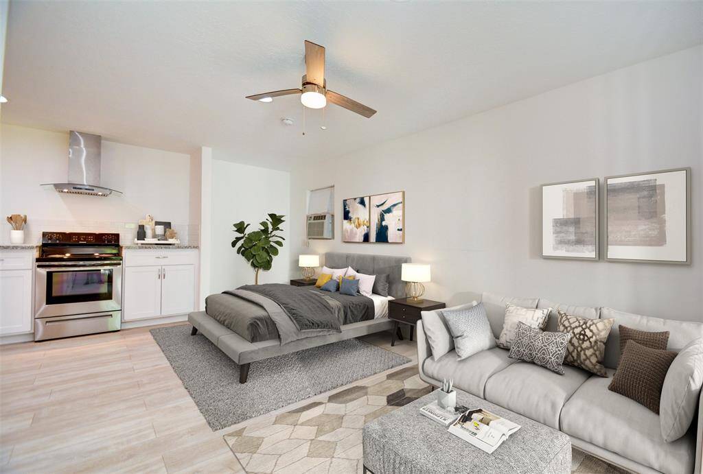 Fully equipped with a spacious kitchen, washer, dryer, refrigerator and a full bath