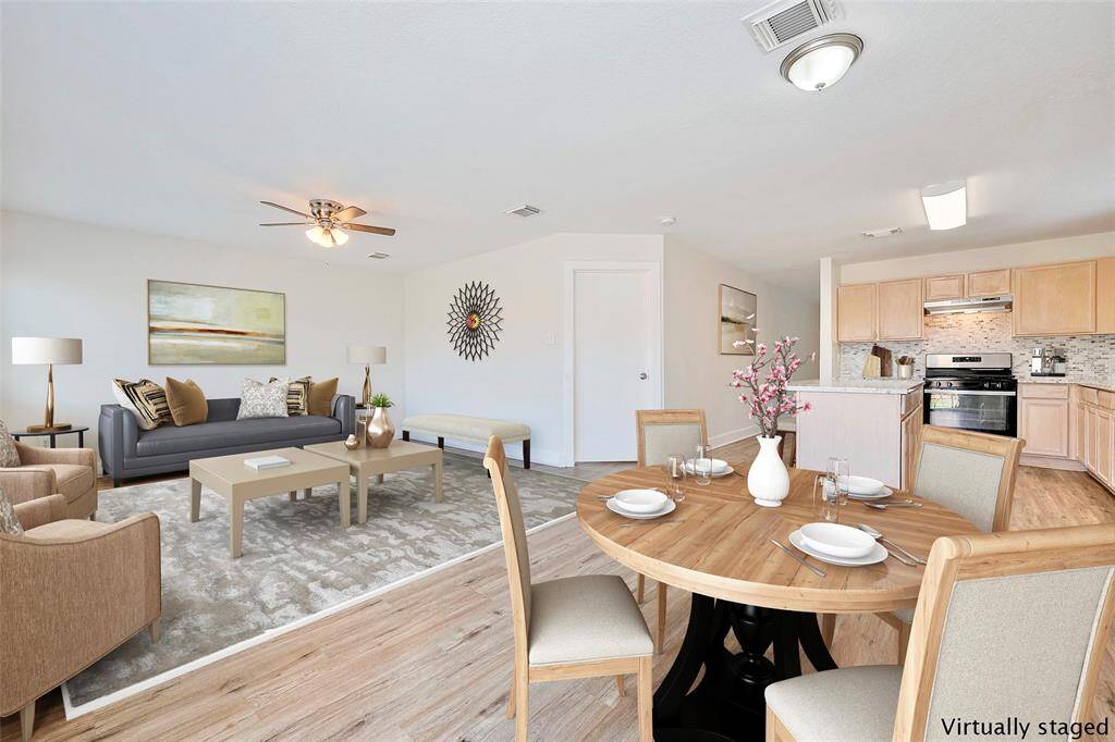 *Virtually Staged* Breakfast, kitchen, living room view