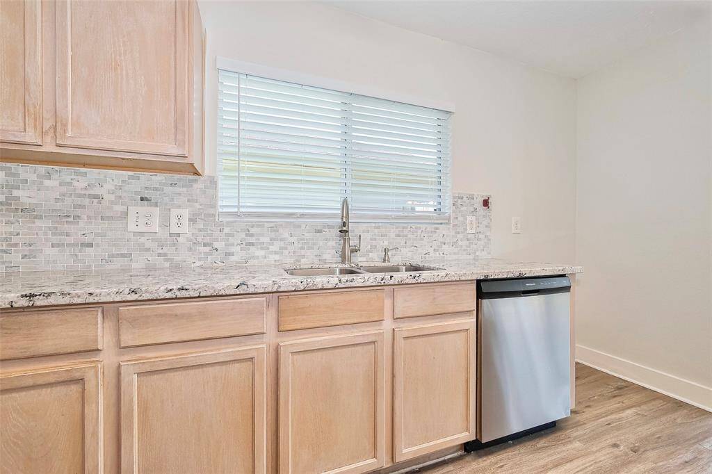 A view of the kitchen, the refrigerator would go next to the dishwasher