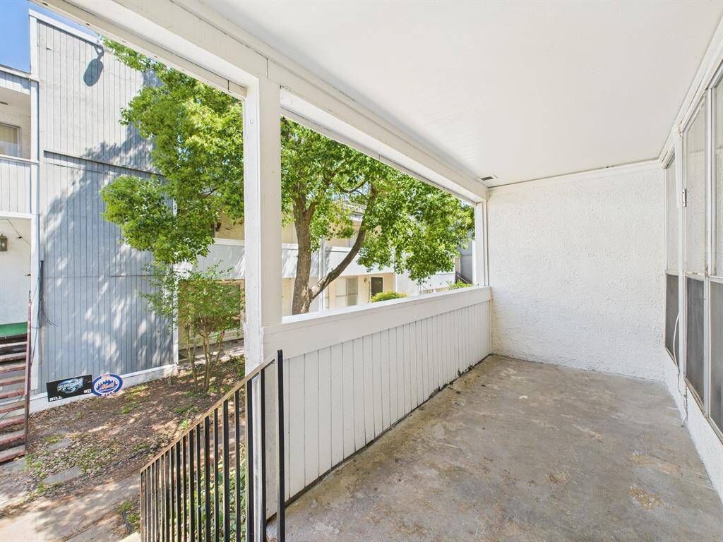 Step up onto a private porch