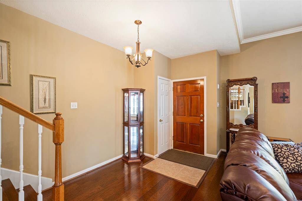 Wood floors in the formal living and dining room.