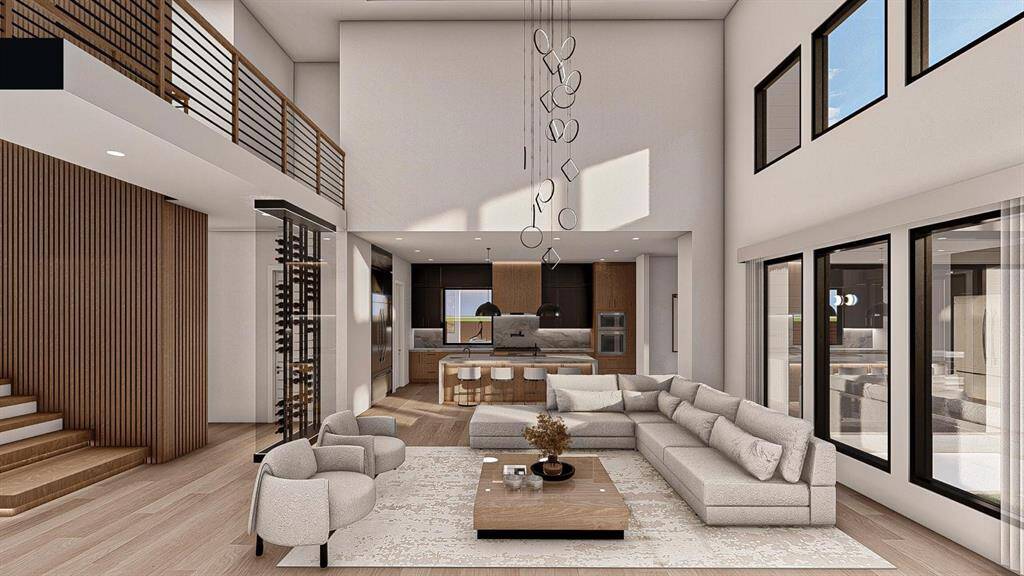 Artist rendition of Living Room with Kitchen in the background 2