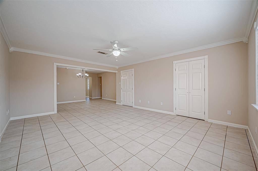 The living area is filled with lots of natural light and extra storage space.