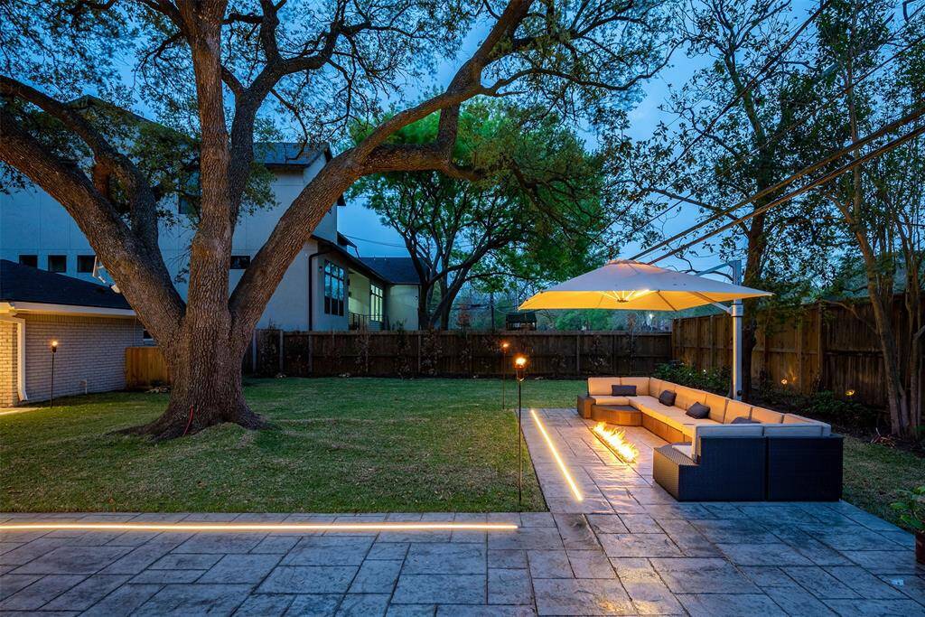 Fire pit accents the back custom patio