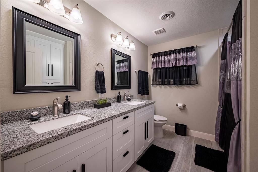 Ample granite counters w/ double sink
