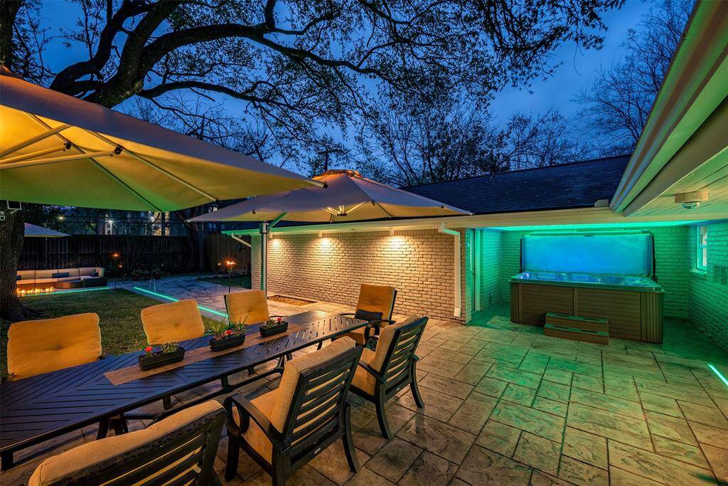 Custom lighting & stamped concrete patio