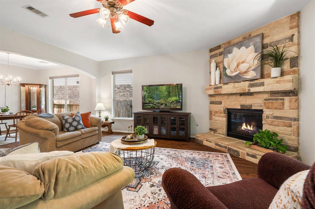 Custom stoned fireplace