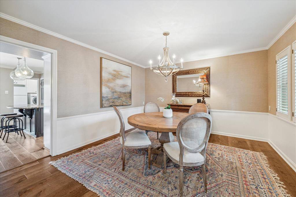 Formal dining room opening into the kitchen