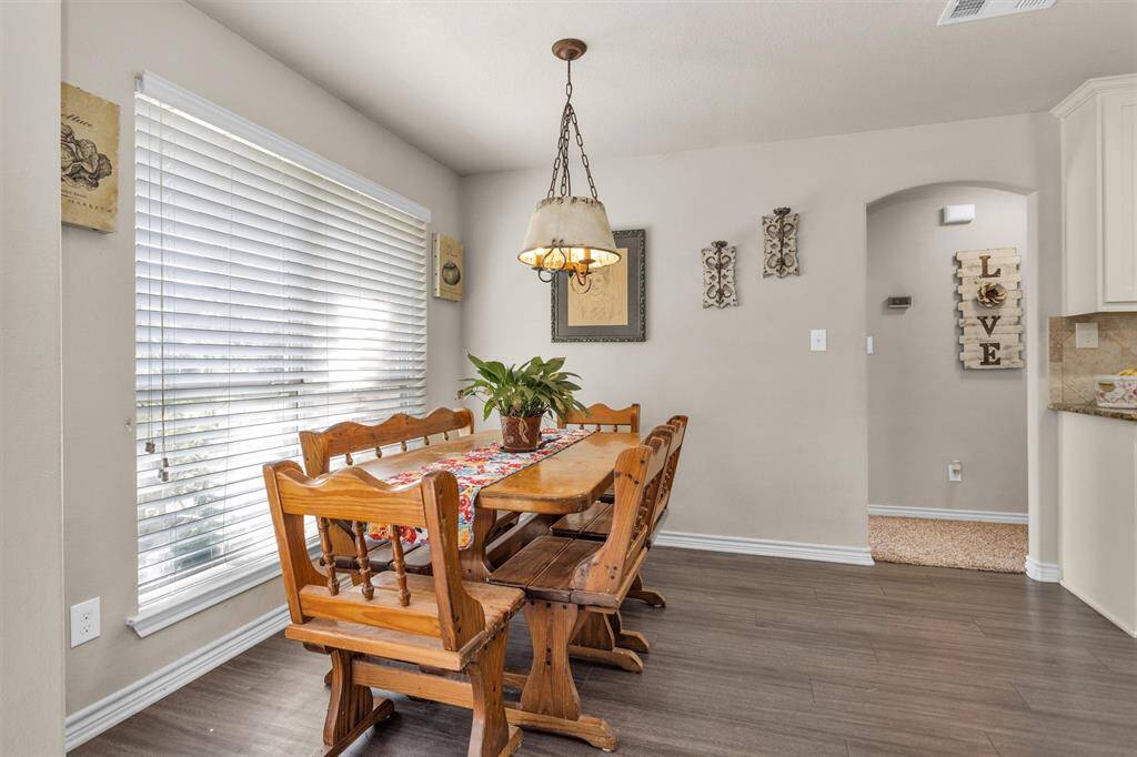 Custom wood blinds through out home.