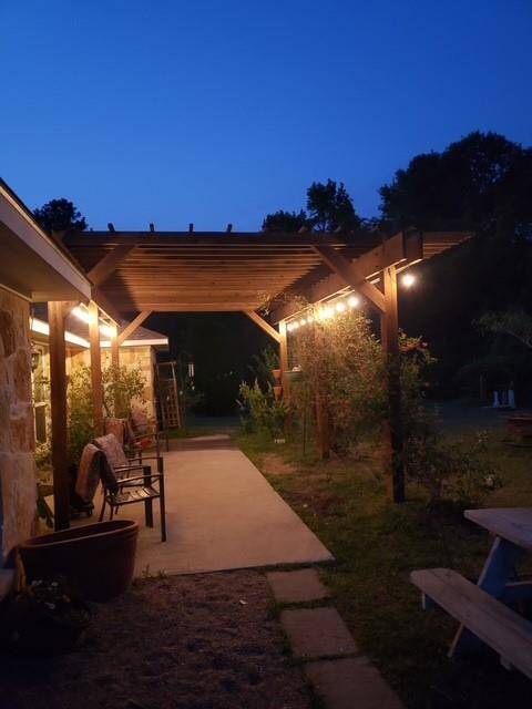 Night time photo on back patio.