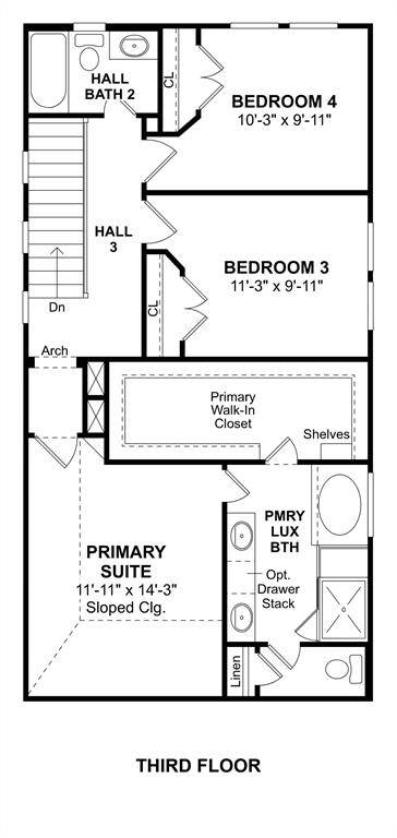 The Jefferson II floor plan by K. Hovnanian Homes. 3rd Floor shown. *Prices, plans, dimensions, features, specifications, materials, and availability of homes or communities are subject to change without notice or obligation.