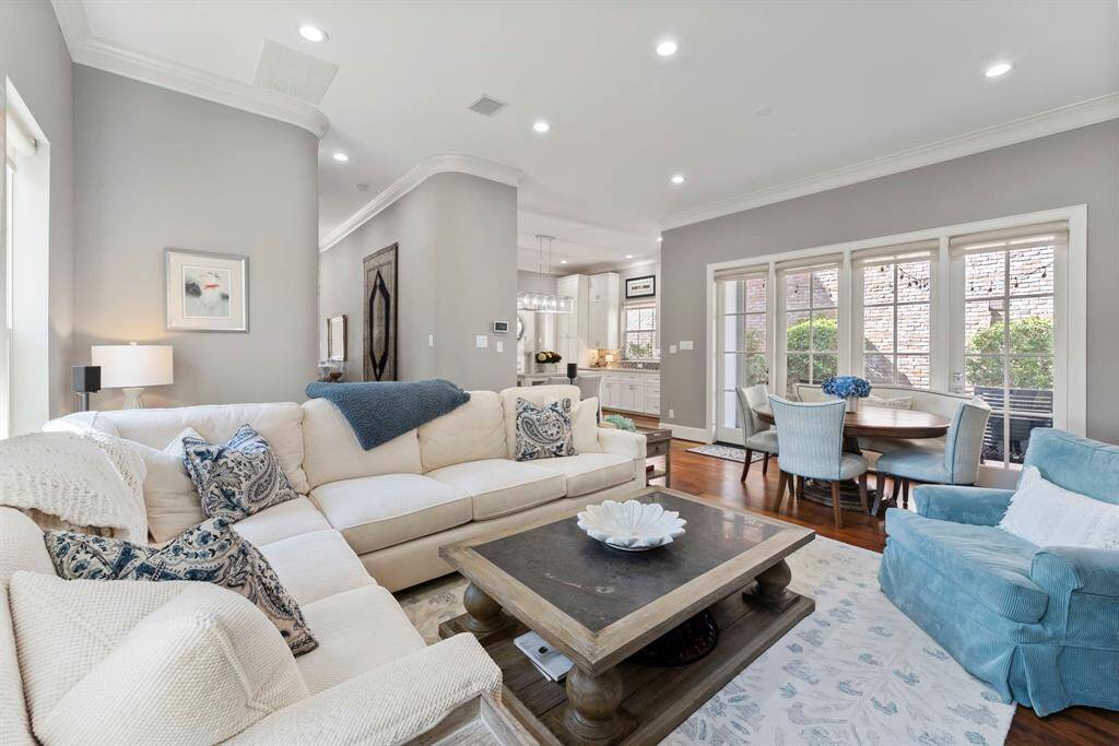 This versatile space easily accommodates a variety of furniture arrangements.
