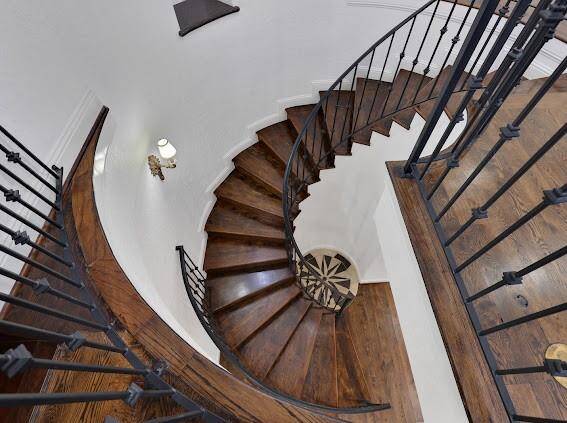 Beautiful wood spiral staircase