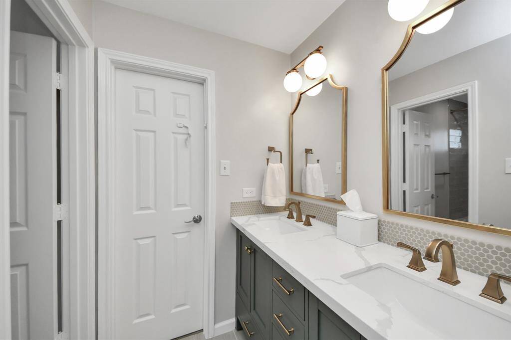 Fully redesigned with new double vanity, hardware, lighting, and replaced everything in the bath/toilet room as well. (very difficult to photo without it looking just really off. Check out the matterport view.