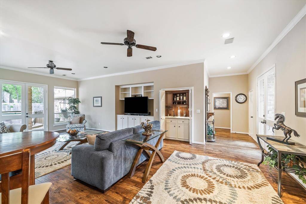 Living room also features a wet bar.
