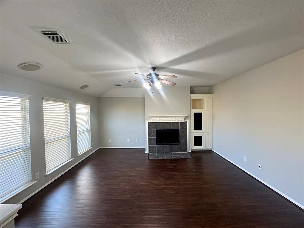 Family room with fireplace