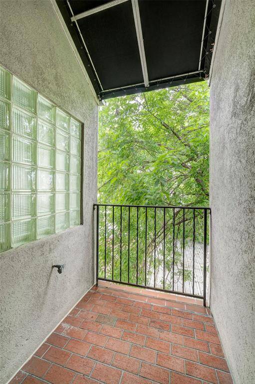 The primary bedroom's private balcony facing north.